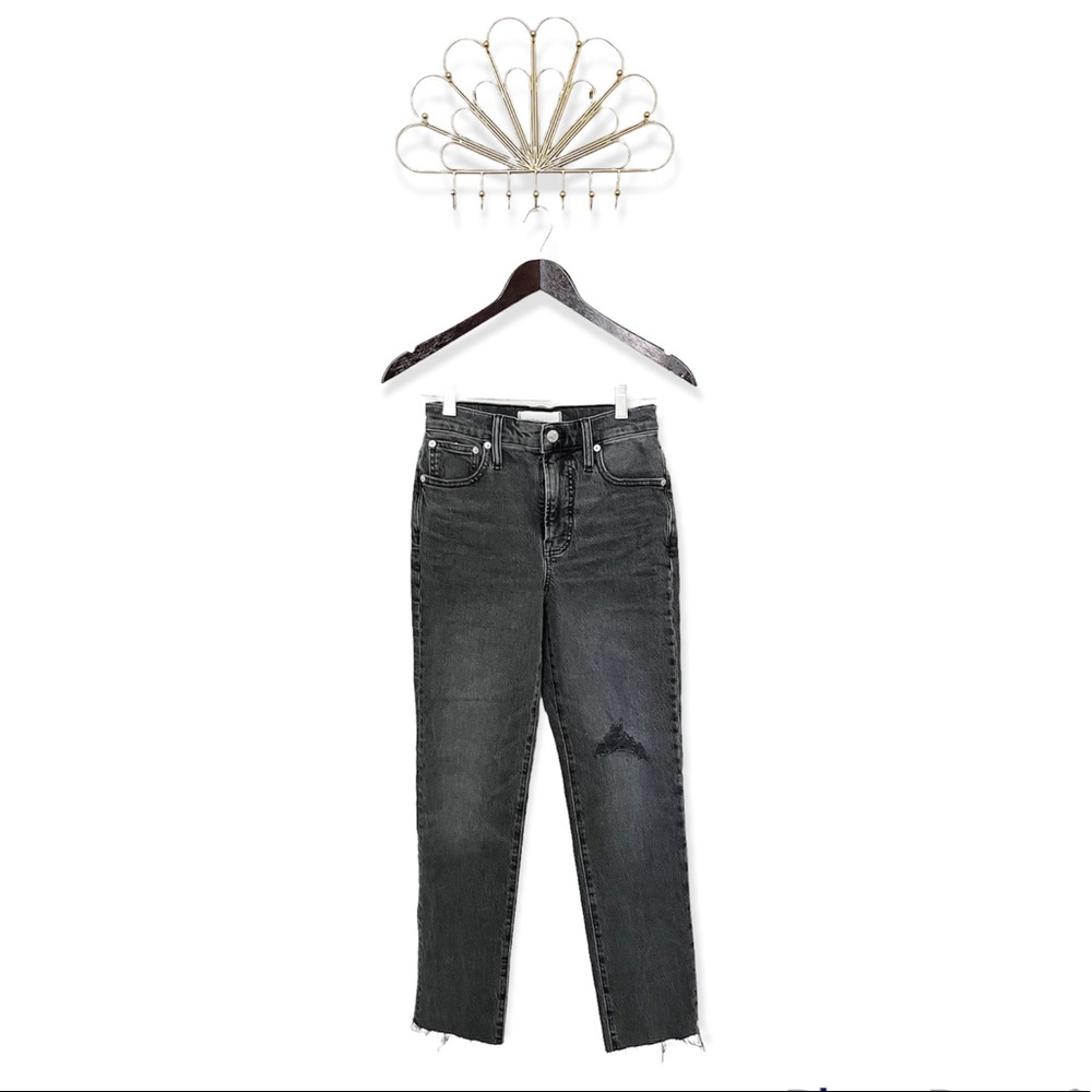 Madewell The Perfect Vintage High Rise Distressed Black Wash Mom Jeans